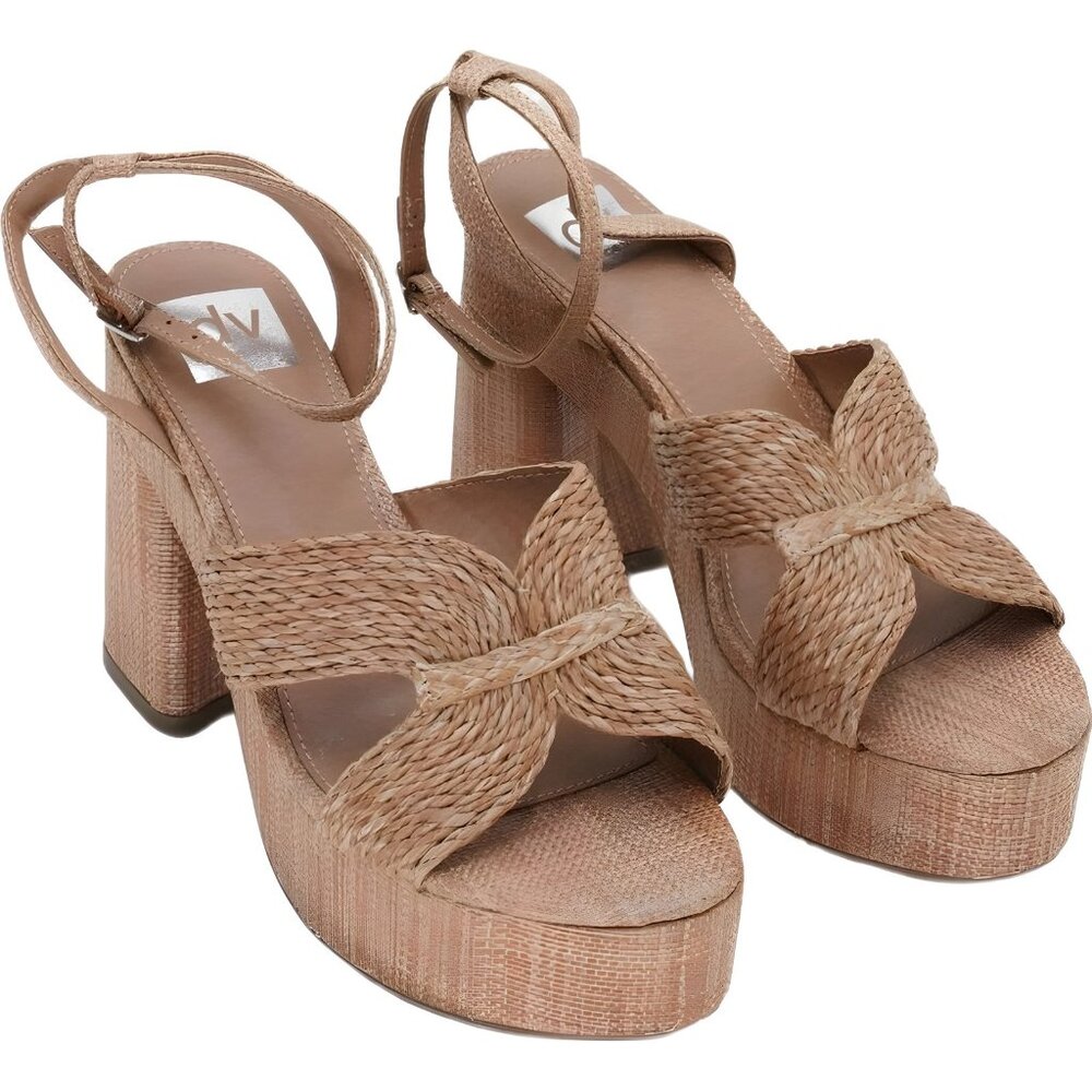 DV Dolce Vita Waylan Raffia Platform Sandals - Cafe Raffia - Women's US 9.5 - Picture 4 of 6